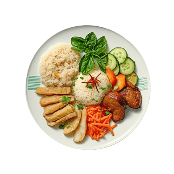 Vietnamese Grilled Beef and Tofu Rice Bowl with Fresh Vegetables