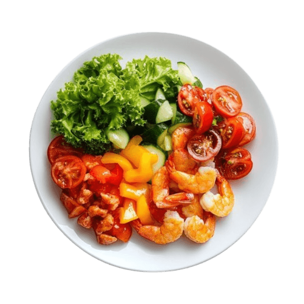 Shrimp Salad Bowl with Fresh Vegetables